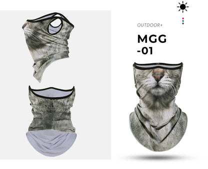 3D Animals Magic Scarf Bandana Breathable Neck Warmer Gaiter Hanging Ear Outdoor Sports Triangle Face Mask Neckerchief Summer