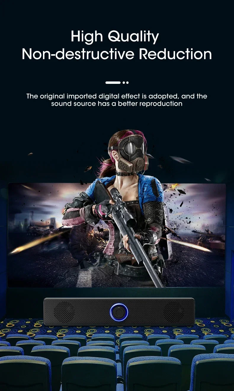 PC Soundbar Wired and Wireless Bluetooth Speaker USB Powered Soundbar for TV Pc Laptop Gaming Home Theater Surround Audio System