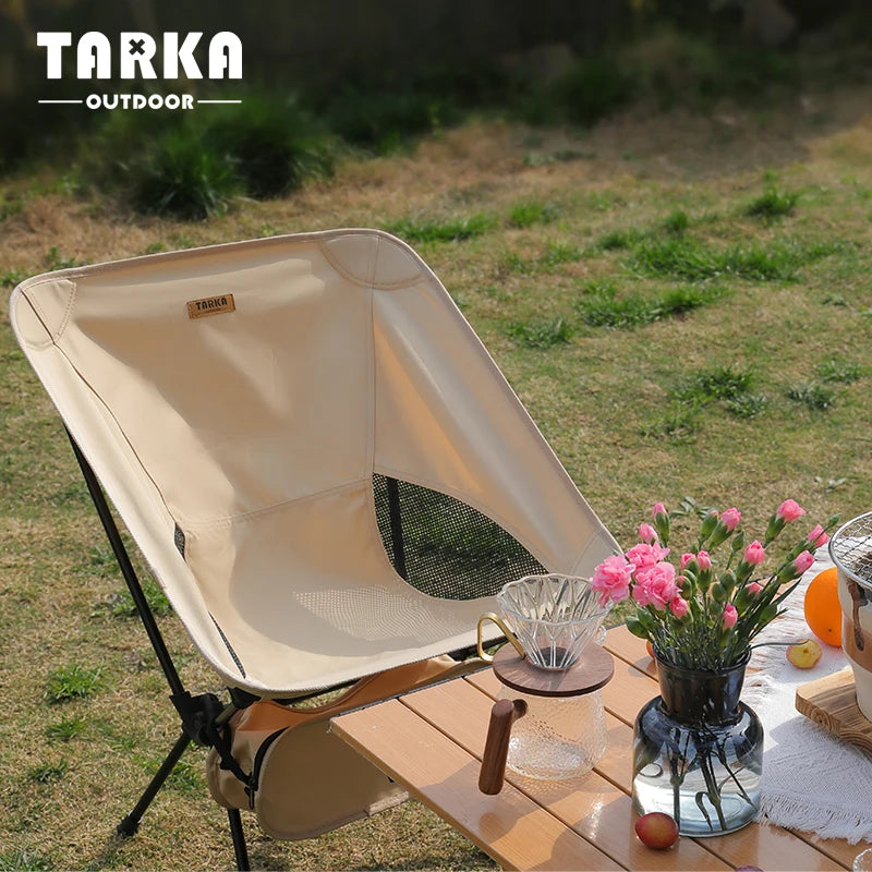 TARKA Foldable Camping Chairs Set Lightweight Folding Chair Ultralight Backpacking Moon Chairs for Garden Picnic Beach Fishing