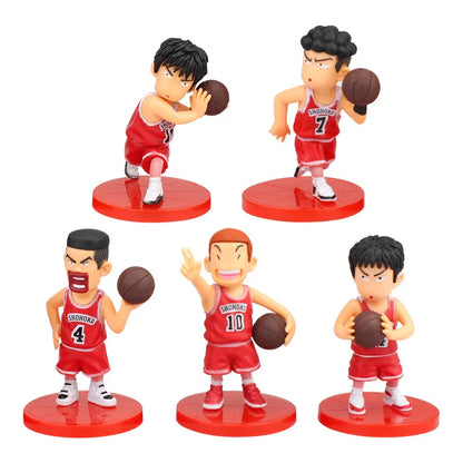 Slam Dunk Q Edition Five Piece Set Sakuragi Hanamichi Ryukawa Maple Shobei Basketball Team Doll Handmade Ornament Car Decoration