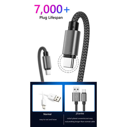 Nylon Data Cable Fast Charger USB A to Type C Charging Cable For Huawei Samsung   Android phone TypeC Charging Device 1M 2M 3M