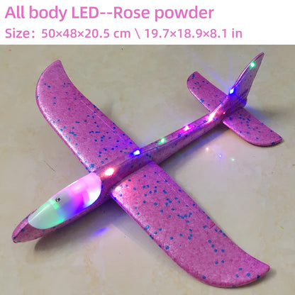 50/33CM Big Foam Plane Glider Hand Throw Airplane LED Inertial EPP Bubble Planes Outdoor Launch Kids Toys for Children Boys Gift