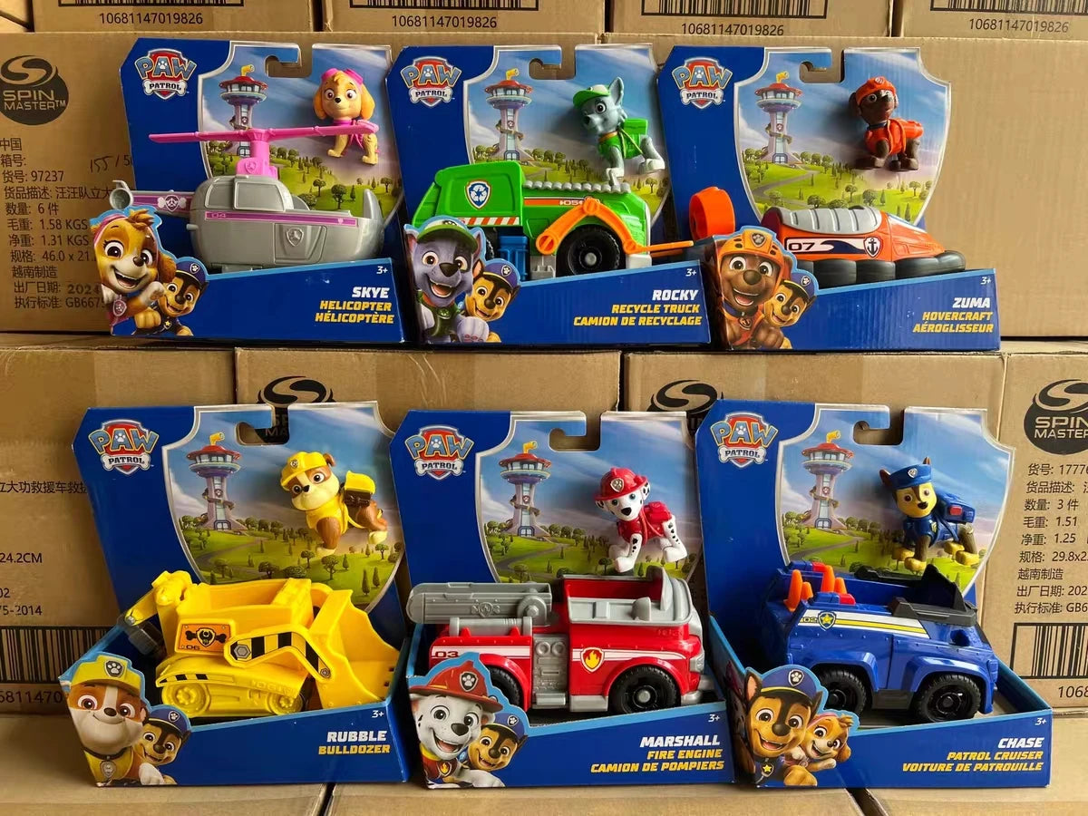 100% Genuine Paw Patrol Kids Toy vehicles with Action Figure Dogs Anime Doll Kids Model Children Birthday Christmas Gift