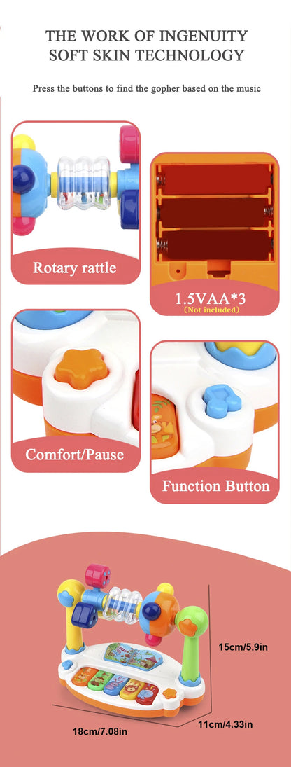Baby Toys Drum Piano Keys Musical Instrument Kids Toys Rotating Keyboard With Lights Sound Toddlers Educational Christmas Gifts