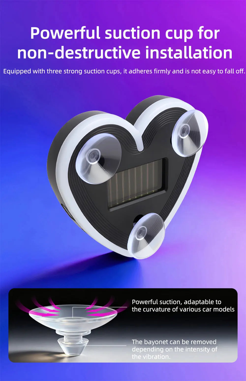 Universal Solar Atmosphere Light Heart-shaped Dynamic Gradient LED Fit Car Interior Ambient Light Decoration Accessory RGB