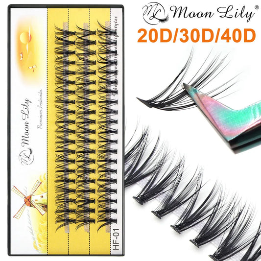 Moonlily Mink Super Cluster Eyelash Extension Natural 3D Russian Volume Faux Eyelashes Individual Lashes Makeup Cilia Cilias