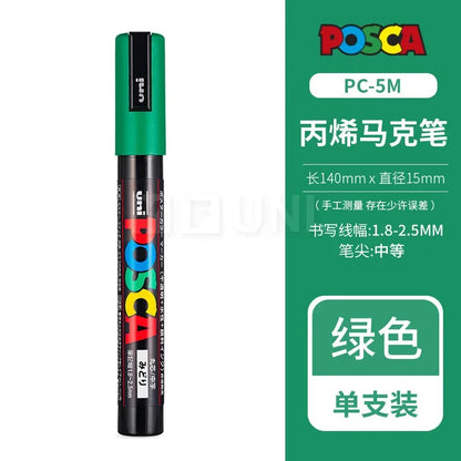 Uni Posca Full Marker PC-1M 3M 5M Multi-Colours Acrylic Permanente Rotulador Poster Graffiti Painting Pen For Fabric Rock Metal