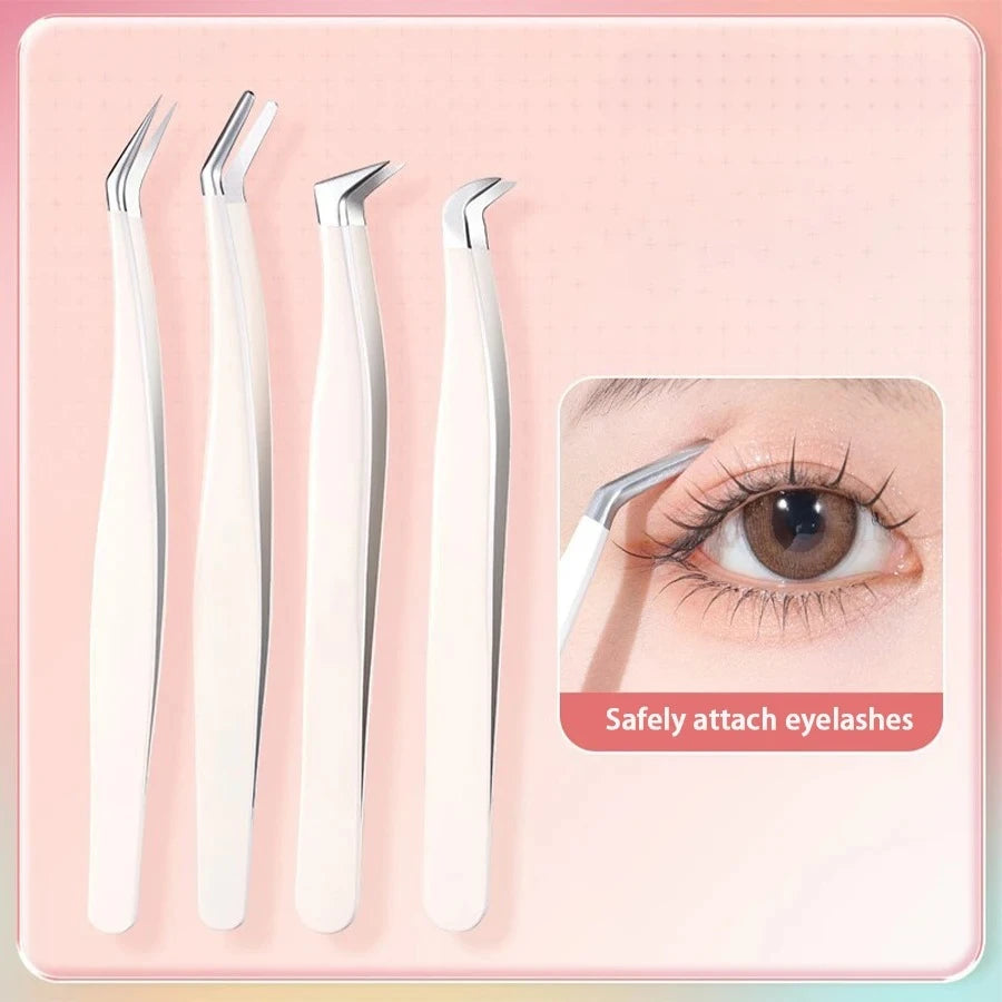 Multifunctional Tweezers Stainless Steel Eyelash Tweezers Grafting False Eyelash Patches False Eyelash Aids Portable Tweezers Be