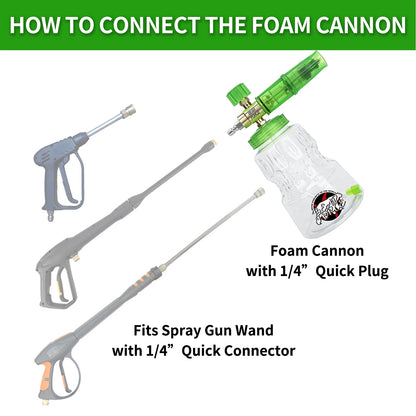 Pressure Washer Aluminum Foam Cannon Foam Generator Snow Foam Lance with 1/4” Quick Connector for Portland Husky Ryobi Greenwork