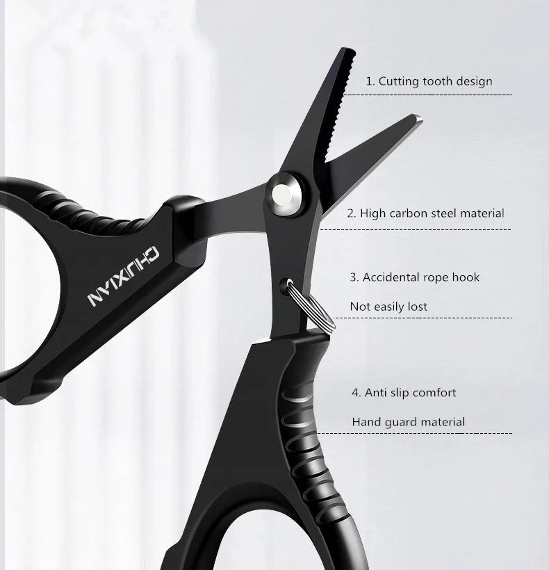 Titanium coated stainless steel fishing scissors pliers for cutting PE braided wire, carp outdoor fishing tool accessories
