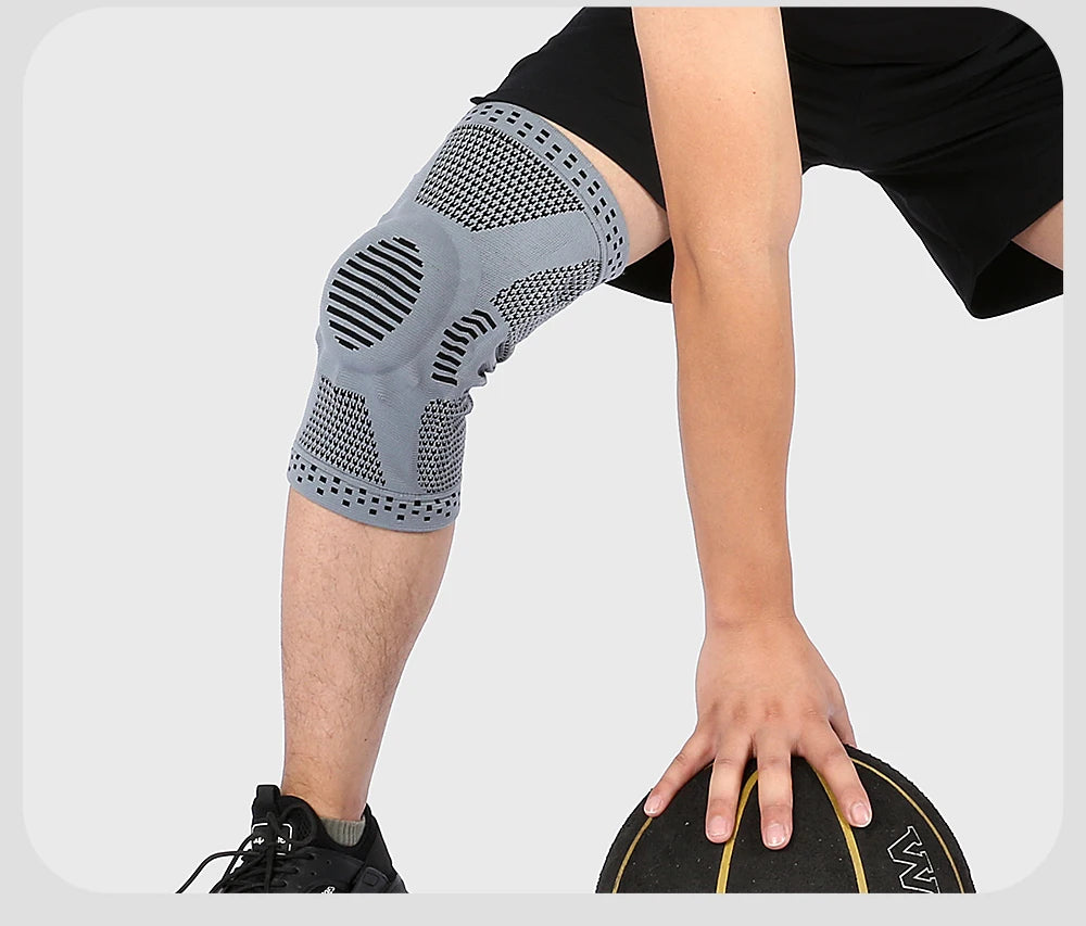 1Pcs Silicone Spring Full Knee Support Patella Medial Support Strong Meniscus Compression Protection For Men Women Running Sport