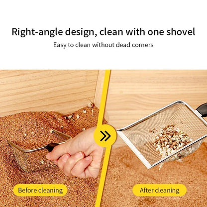 Cat Litter Shovel Stainless Steel Reptile Sand Substrate Shovel Clean Up Feces Fine Mesh Sifter For Bedding Cat Litter Scoop