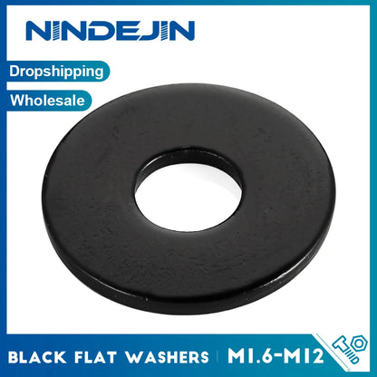 10-50pcs/pack Black 304 Stainless Steel Flat Washers M1.6 M2 M2.5 M3 M4 M5 M6 M8 M10 Plain Washers Gasket Ring GB98