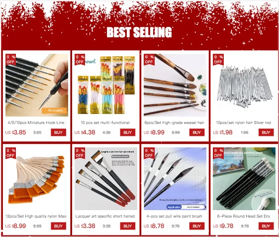 4/5/10pcs Miniature Hook Line Pen Art Painting Brushes Weasel Hair Paint Brush Gouache Watercolor Oil Paint Artists Hand Painted