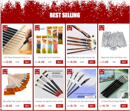 4/5/10pcs Miniature Hook Line Pen Art Painting Brushes Weasel Hair Paint Brush Gouache Watercolor Oil Paint Artists Hand Painted