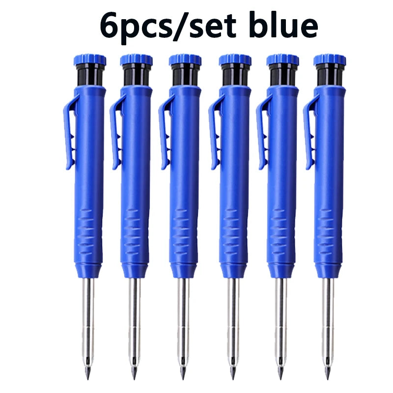 6Pcs Engineering Drawing Woodworking Marking Mechanical Pencils, 2.8mm Long Head Carpenter Pencil, Applicable Construction Works