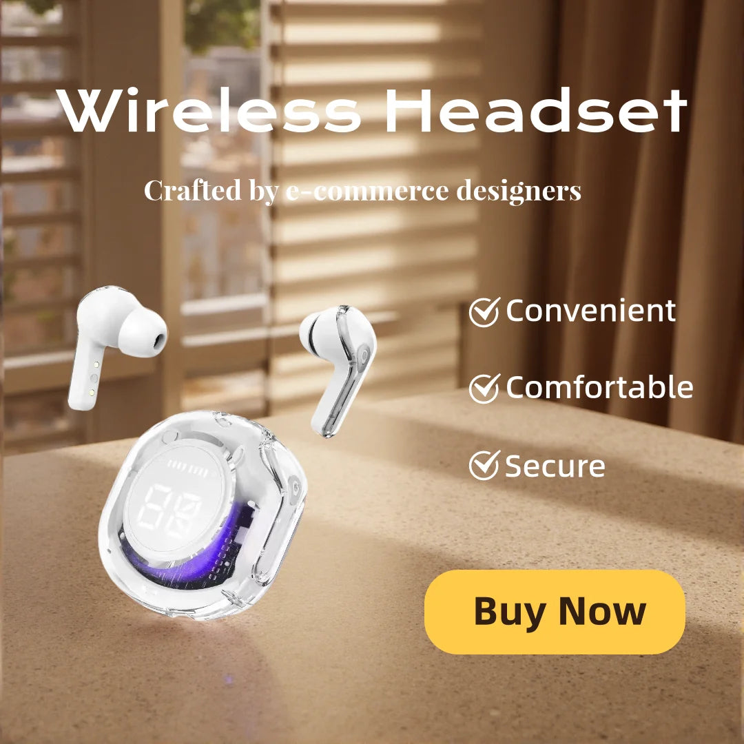 Transparent Shell Bluetooth Earphones Wireless In-Ear Headphones with Microphone for Sports And Running Headphones Game