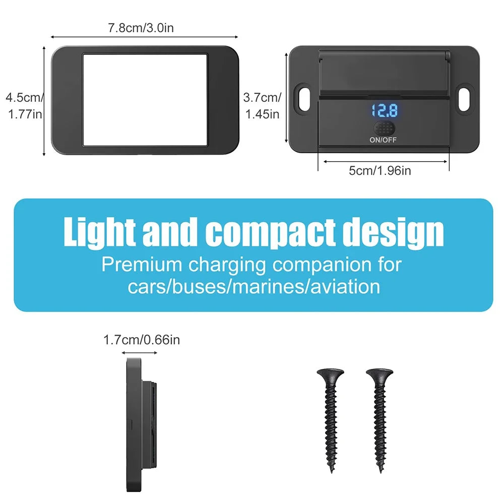 Car Charger Socket Adapter with Switch, 2-4-Ports Charging Splitter, Outlet for Bus, RV, ATV,Truck,Boat,Outlet,12V,24V, PD,QC3.0