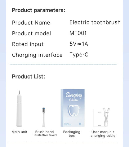 DOCOLAB Sonic Electric Toothbrush 3Gear Vibration Rechargeable Waterproof Teeth Whitening Cleaning Personal Care Appliance MT001