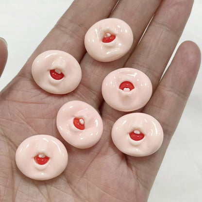 10Pcs Kawaii Hot Sweet Red Pink Large Glossy Lip Soild Color Lipstick Star Love Heart Resin Art Charms Decor Diy Junk Phone Case