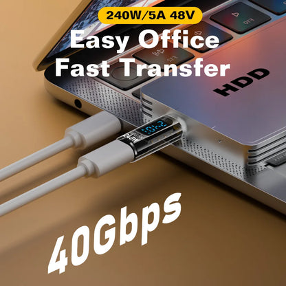 40Gbps USB4 Type C Adapter Digital Display USB 4 80Gbps Thunderbolt 4/5/3 Cable Connector USB-C to USB-C OTG 240W 8K for Laptop