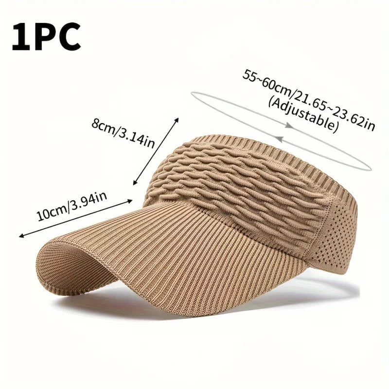 1pc Women Anti-UV Sun Hats Breathable Adjustable Empty Top Visor Caps for Tennis Golf Running Travel Beach Sport Outdoor Hat