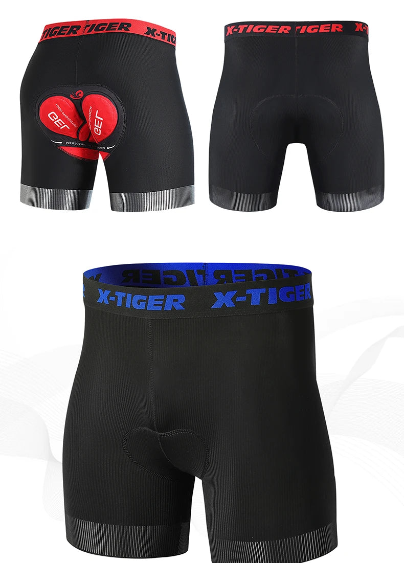 X-TIGER Cycling Shorts Breathable Mesh Cycling Underwear Gel Pad Shockproof MTB Bike Shorts Bicycle Underwear
