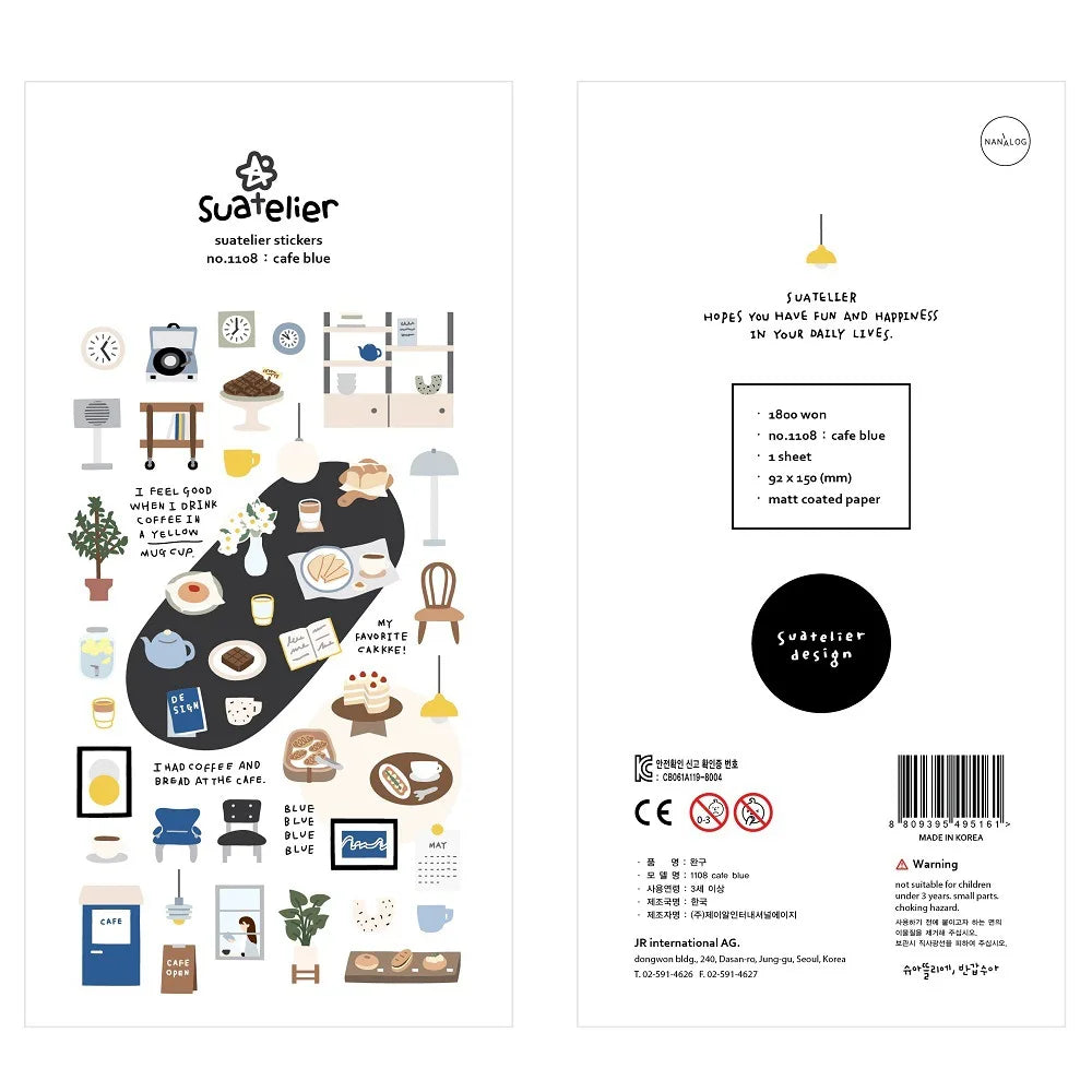 Korean Brand Suatelier Collection Daily Food Vlog Stickers DIY Scrapbooking Journey Diary Stationery Stickers Supplies