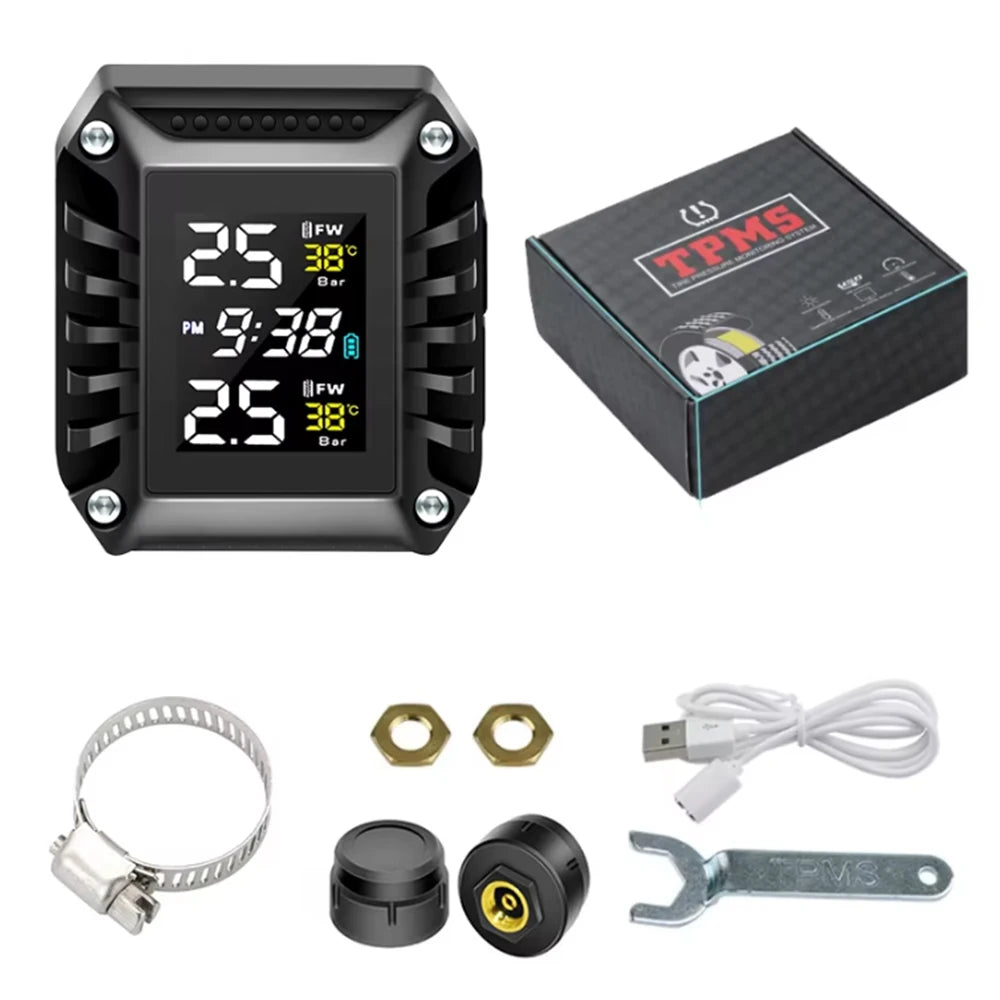 Motorcycle Tire Pressure Sensors Moto TMPS Tire Pressure Monitoring System 2 Wheel Tyre External Sensor for Motorbike Bicycle