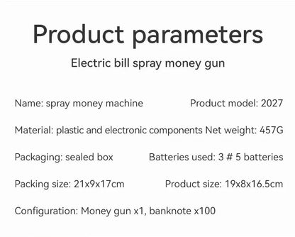 Banknote gun game toys Pistol Party Golden Money Gun Party toys Games Cash Funny toys Wedding Golden Money gun celebrate toy