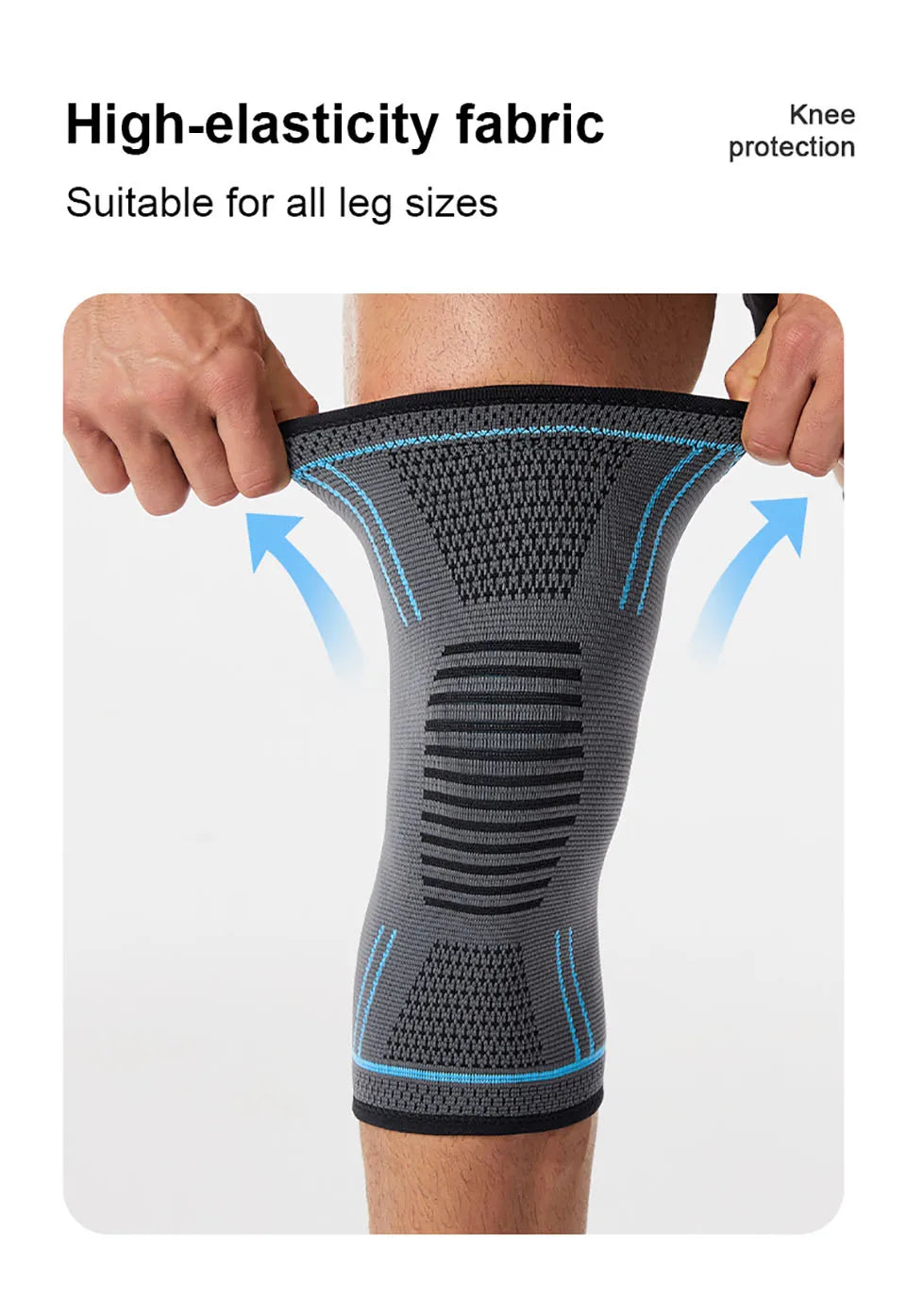 GTUBIKE 1PCS Compression Knee Support Sleeve Elastic Knee Pads Brace Springs Gym Sports Protector Basketball Volleyball Run