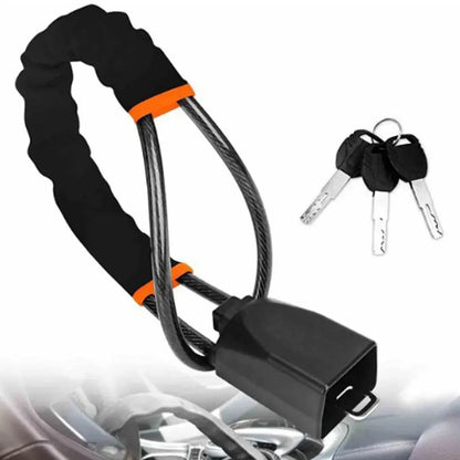 Truck steering wheel lock Universal auto seat belt buckle lock rope Car 5mm thick braided steel cable anti-theft safety lock set