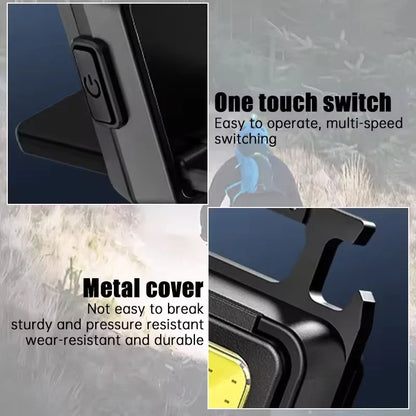 Flashlight Mini Keychain Light COB Work Light USB Rechargeable Lamp with 90° Foldable Side Lights Super Bright Portable Lanterns