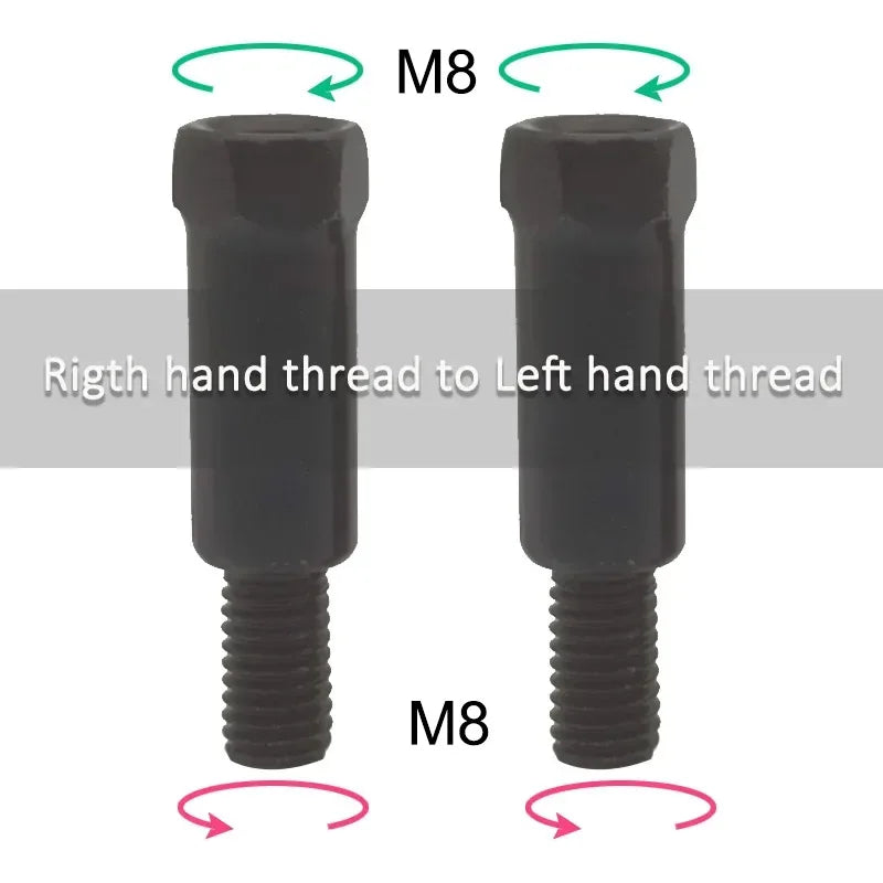 1 Pair Longer Black Silver Motorcycle Rear Mirror Adapters M8 8mm Clockwise Anti-clockwise Right Left Hand Thread Changing Screw
