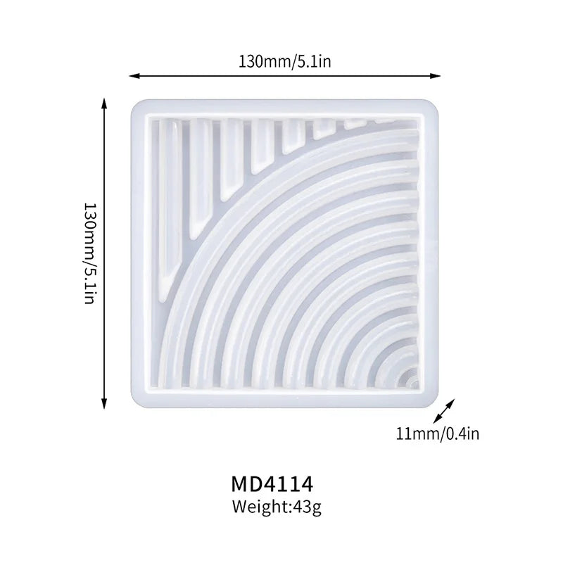 Geometric Tray Resin Mold Epoxy Resin Wave Shaped Silicone Molds for Cup Mat Holder DIY Home Decor Gypsum Ornaments Making Mould