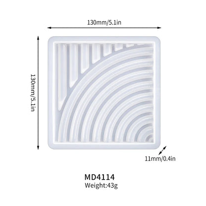 Geometric Tray Resin Mold Epoxy Resin Wave Shaped Silicone Molds for Cup Mat Holder DIY Home Decor Gypsum Ornaments Making Mould