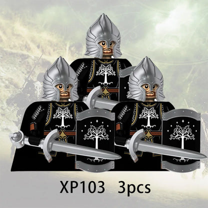 3pcs Lord Rings Elves Orcs Army Dwarf Rohan Mini Action Toy Figures Building Blocks Assembly Toys for Kids Birthday Gift