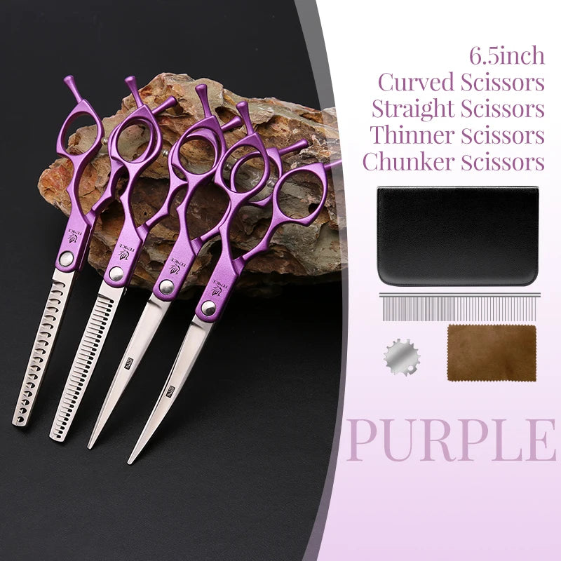 Fenice 6.5 Inch Professional Dog Grooming Scissors Set Kits Straight&Thinner&Curved Grooming Shears Tool Set tesoura wmark