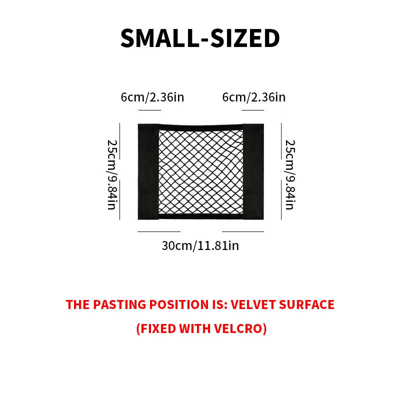 Car Storage Net Stretchable Mesh Pocket Net Magic Elastic Sticker Universal Rear Mesh Trunk Seat Bag Pocket Cage Auto Organizer