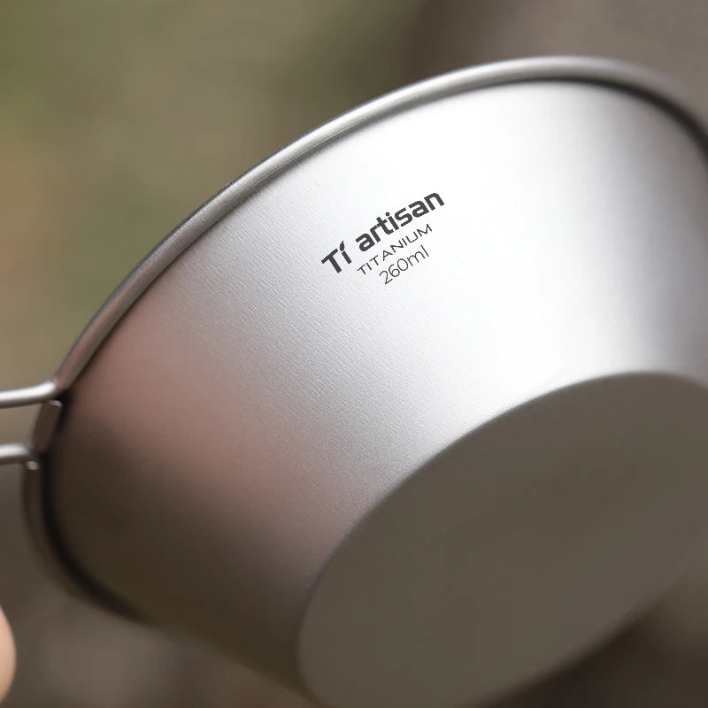 Tiartisan 260ml Titanium Camping Sierra Bowl With Fixed Handle Outdoor Picnic Ultralight Portable Salad Meal Bowl Food Container