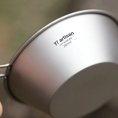 Tiartisan 260ml Titanium Camping Sierra Bowl With Fixed Handle Outdoor Picnic Ultralight Portable Salad Meal Bowl Food Container