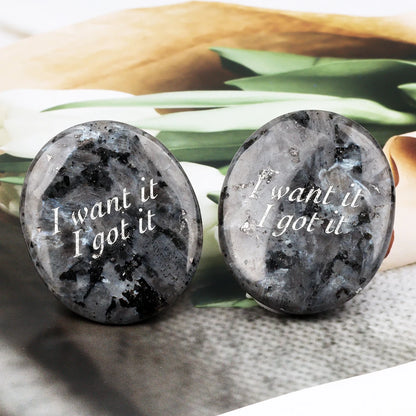 Crystal Worry Stone Double Plane Shaped Piece Inspirational Palm Stone, Engraved With Words To Relieve Worries Jade Energy Stone