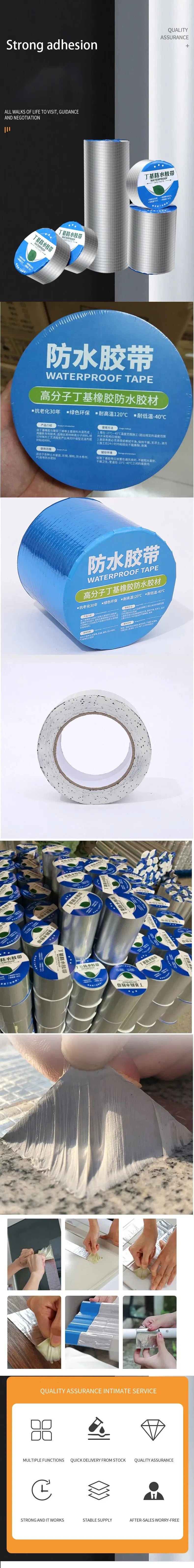 1 Roll Butyl Tape Self-adhesive Waterproof Aluminum Foil Leak Plugging Color Steel Roof Leak Repahandwir Material Handwork
