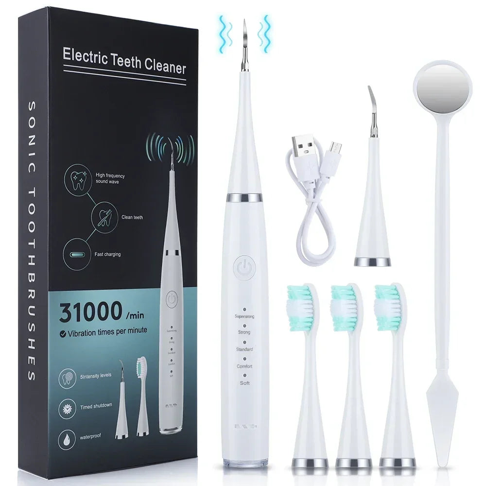 Ultrasonic scaler for teeth cleaning tartar removal plaque removal rechargeable teeth whitening oral care and dental cleaner