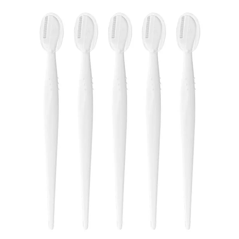 Karsyngirl 2/3/5Pcs Straight Handle Round Head Eyebrow Trimmer Beauty Tools Beginner Anti-scratch Eyebrow Trimmer Eyebrow Razor