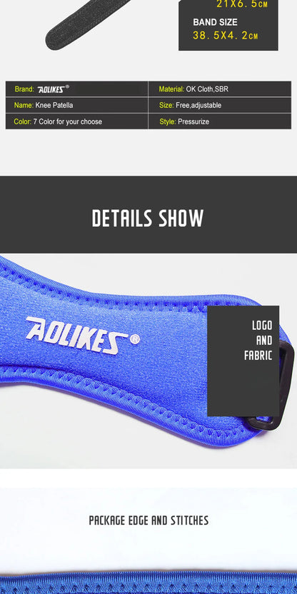 AOLIKES 1PCS Knee Braces for Knee Pain,Patella Knee Support Strap,Adjustable Patellar Tendon Stabilizer Band for Basketball