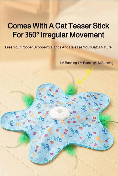 Cat Toys Interactive Hide and Seek Cat Toy with Mouse Squeaky Motion Activated Moving Concealed Feathers Kitten Teaser Toy