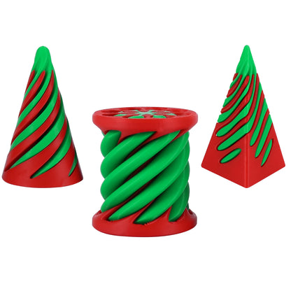 3 Pack Spiral Cone Fidget Toys 3D Printed Impossible Passthrough Pyramid Pillar Helix Screw Toys for Anxiety Relaxing