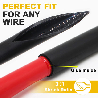 3:1 Ratio Heat Shrink Tubing Kit Black Adhesive Lined Wire Shrink Wrap Tube Industrial Wire Connector Cable Sleeves Protecter