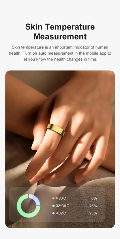 R09 Smart Ring Men Women with Charging Case,Heart Rate Blood Oxygen,Skin Temperature Monitor,5ATM Waterproof For Android iOS